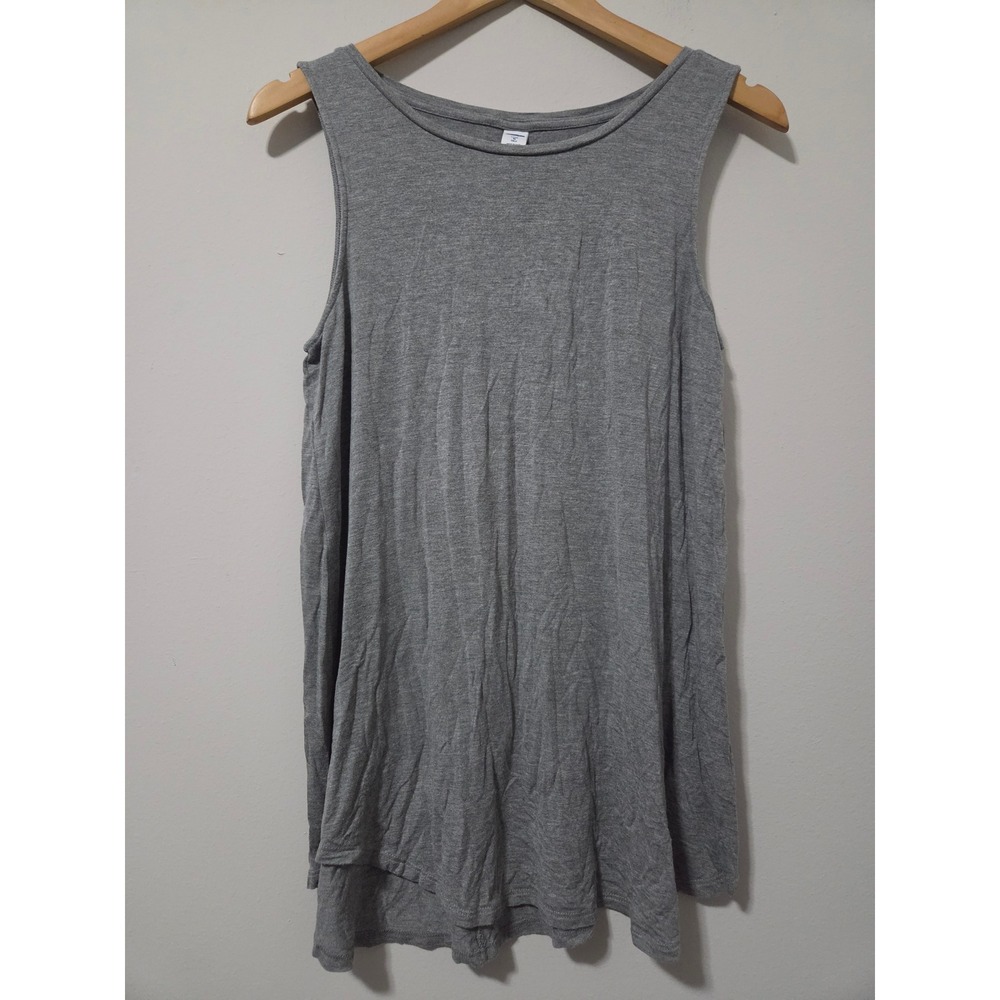 Old Navy Luxe Tank Top Womens Medium Tall Gray Sleeveless Scoop Neck Rayon Blend